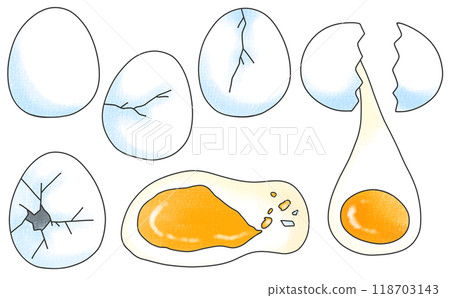 Loose and simple cracked egg set, analog style 118703143