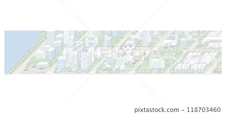 城市景觀的 3D 插圖。 118703460