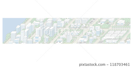 城市景觀的 3D 插圖。 118703461