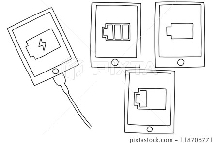 寬鬆簡單的智慧型手機電池狀態設定線圖 寬鬆簡單的智慧型手機電池狀態設定線圖 118703771