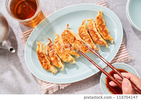 Pan-fried gyoza Pan-fried gyoza 118704147