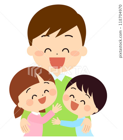孩子們擁抱他們的父親一家 118704970