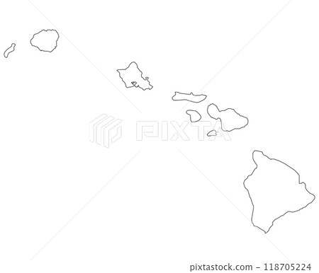 High detailed illustration map - outline Hawaii State Map 118705224