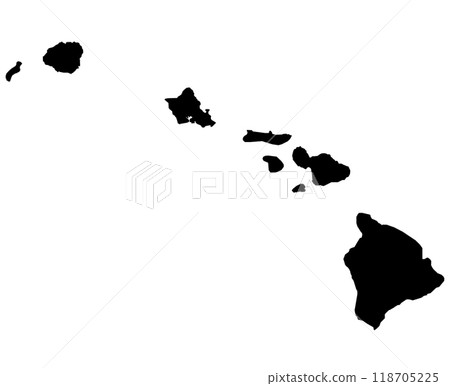 High detailed illustration map - outline Hawaii State Map 118705225