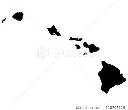 High detailed illustration map - outline Hawaii State Map 118705229