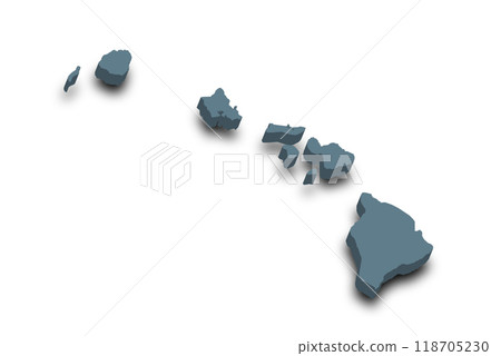 3d Map of Hawaii state with color. United State of America, US, United State 118705230