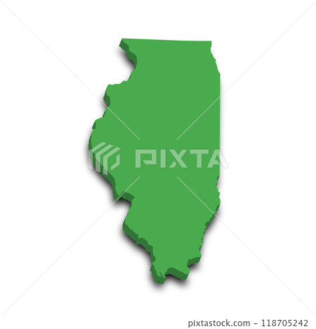 3d Map of Illinois state with color. United State of America, US, United State. 3d Map of Illinois state with color. United State of America, US, United State. 118705242