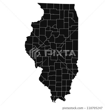 Illinois administrative map. counties map of Illinois with black, blank Map, empty map of Illinois Illinois administrative map. counties map of Illinois with black, blank Map, empty map of Illinois 118705247