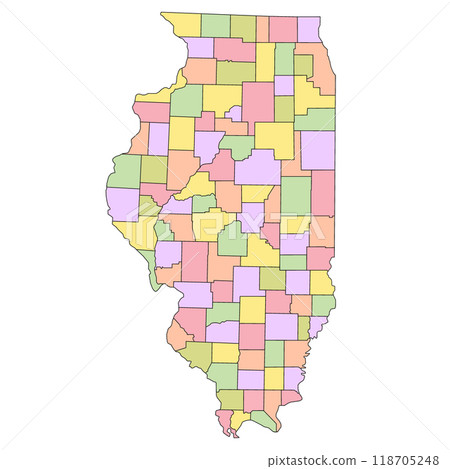 Illinois administrative map. counties map of Illinois with different colours, blank Map, empty map of Illinois Illinois administrative map. counties map of Illinois with different colours, blank Map, empty map of Illinois 118705248