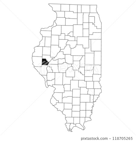 Map of brown County in Illinois state on white background. single County map highlighted by black colour on Illinois map. UNITED STATES, US Map of brown County in Illinois state on white background. single County map highlighted by black colour on Illinois map. UNITED STATES, US 118705265