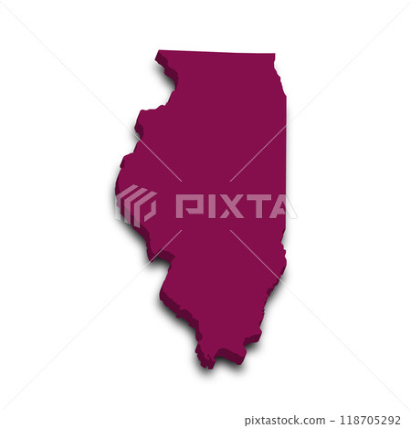 3d Map of Illinois state with color. United State of America, US, United State. 118705292