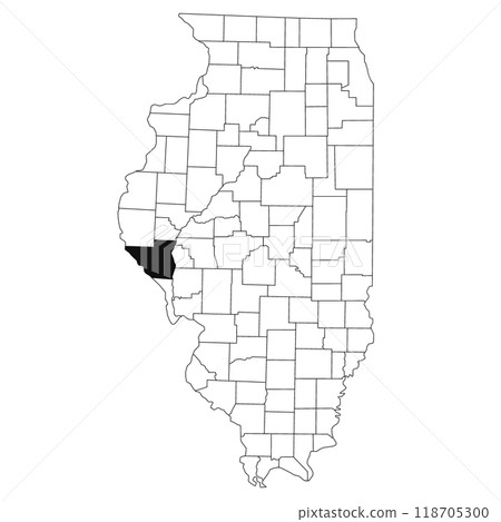 Map of pike County in Illinois state on white background. single County map highlighted by black colour on Illinois map. UNITED STATES, US 118705300
