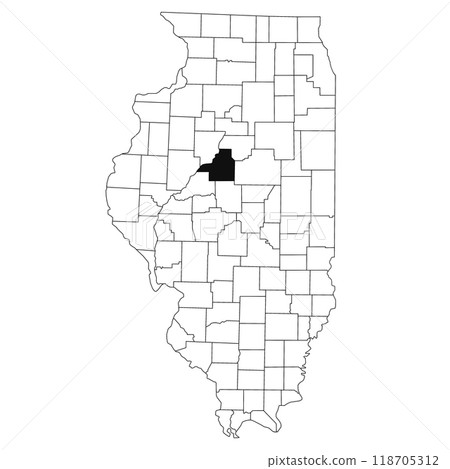 Map of tazewell County in Illinois state on white background. single County map highlighted by black colour on Illinois map. UNITED STATES, US 118705312