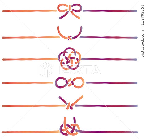 Hand-drawn cute Mizuhiki set with transparent background 118705359