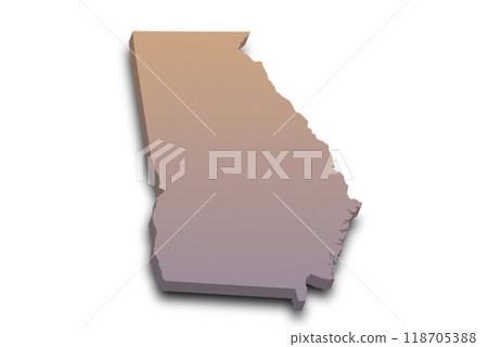 3d Map of Georgia state with color. United State of America, US, United State 118705388