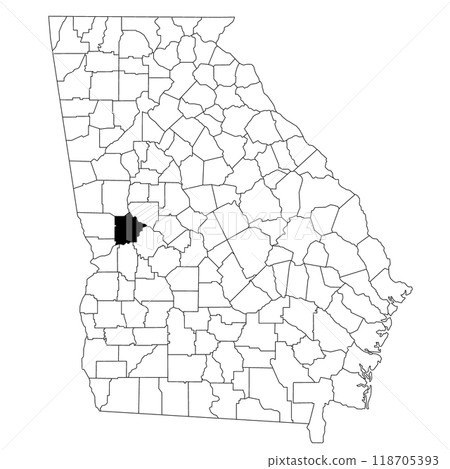 Map of Talbot County in Georgia state on white background. single County map highlighted by black colour on Georgia map. UNITED STATES, US 118705393
