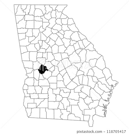 Map of taylor County in Georgia state on white background. single County map highlighted by black colour on Georgia map. UNITED STATES, US Map of taylor County in Georgia state on white background. single County map highlighted by black colour on Georgia map. UNITED STATES, US 118705417
