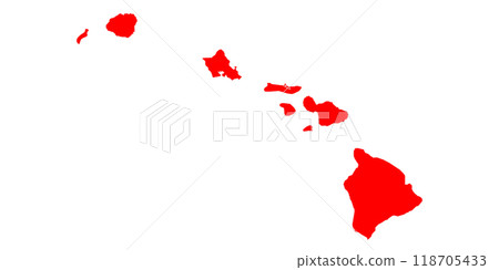 Hawaii administrative map. counties map of Hawaii, blank Map, empty map of Hawaii 118705433