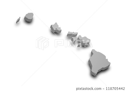 3d Map of Hawaii state with color. United State of America, US, United State 118705442