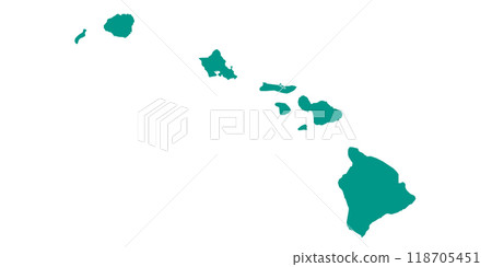 Hawaii administrative map. counties map of Hawaii, blank Map, empty map of Hawaii 118705451