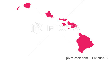 Hawaii administrative map. counties map of Hawaii, blank Map, empty map of Hawaii 118705452
