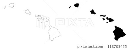 Hawaii administrative map, Hawaii outline and counties state map set - illustration version 118705455