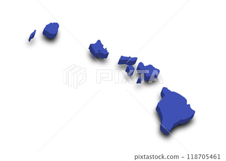 3d Map of Hawaii state with color. United State of America, US, United State 118705461