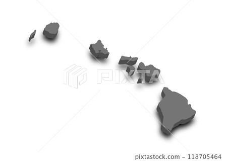 3d Map of Hawaii state with color. United State of America, US, United State 118705464