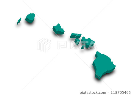 3d Map of Hawaii state with color. United State of America, US, United State 3d Map of Hawaii state with color. United State of America, US, United State 118705465