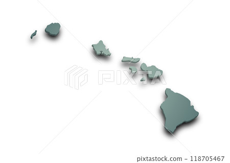 3d Map of Hawaii state with color. United State of America, US, United State 3d Map of Hawaii state with color. United State of America, US, United State 118705467