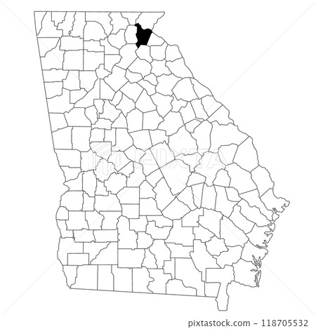 Map of habersham County in Georgia state on white background. single County map highlighted by black colour on Georgia map. UNITED STATES, US 118705532
