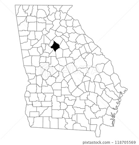 Map of Newton County in Georgia state on white background. single County map highlighted by black colour on Georgia map. UNITED STATES, US 118705569