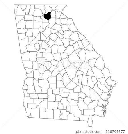 Map of Lumpkin County in Georgia state on white background. single County map highlighted by black colour on Georgia map. UNITED STATES, US 118705577