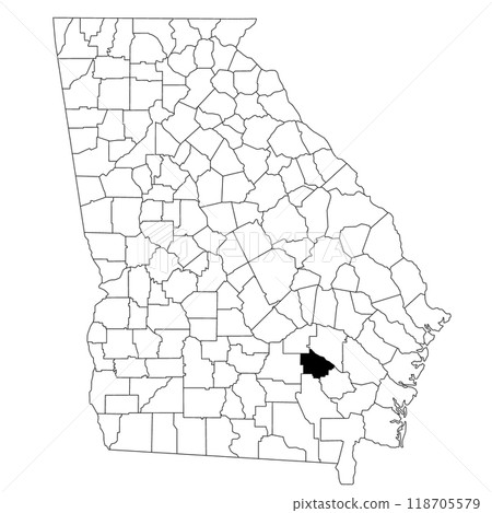 Map of becon County in Georgia state on white background. single County map highlighted by black colour on Georgia map. UNITED STATES, US 118705579