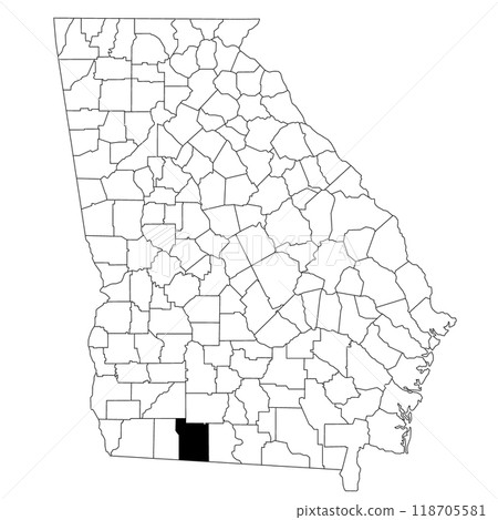 Map of thomas County in Georgia state on white background. single County map highlighted by black colour on Georgia map. UNITED STATES, US 118705581