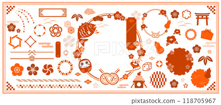 A collection of Japanese-style illustrations for New Year's A collection of Japanese-style illustrations for New Year's 118705967