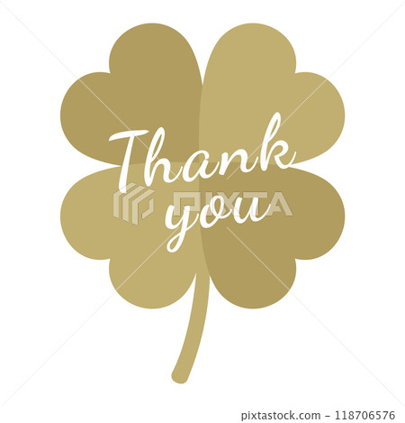 Silhouette illustration of a four-leaf clover. Thank you, thank you sticker, sticker material. 118706576
