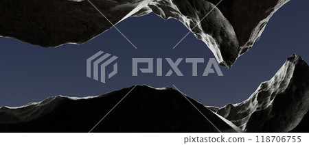 3d render illustration A mountain range with a dark sky in the background 3d render illustration A mountain range with a dark sky in the background 118706755