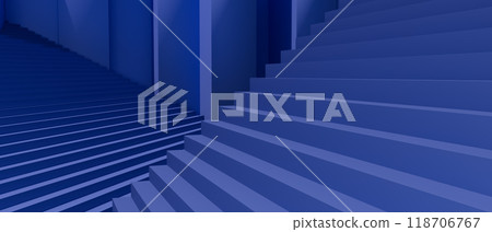 3d render illustration A blue staircase with a blue background 3d render illustration A blue staircase with a blue background 118706767