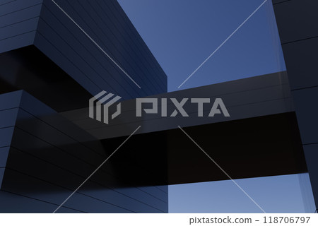 3d render illustration A building with a bridge over it 3d render illustration A building with a bridge over it 118706797