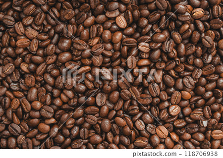 Roasted Arabica coffee beans background,Medium roast coffee 118706938