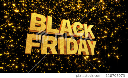 BLACK FRIDAY 3D gold lettering text gold foil background 118707073