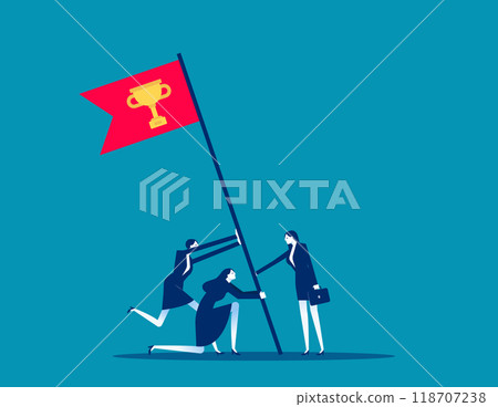 Assistance. Flag as a symbol of success and heights, goal achievement Assistance. Flag as a symbol of success and heights, goal achievement 118707238