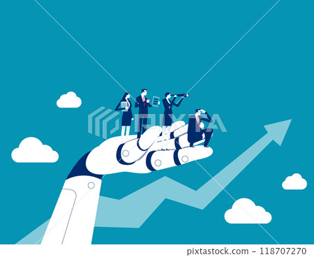 Business Assistance. Business team working with robot hands, Artificial intelligence supports business success Business Assistance. Business team working with robot hands, Artificial intelligence supports business success 118707270