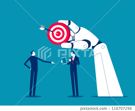 Robot. Collaboration of personnel with artificial intelligence, Artificial intelligence supports business success Robot. Collaboration of personnel with artificial intelligence, Artificial intelligence supports business success 118707298