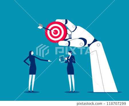 Robot. Collaboration of personnel with artificial intelligence, Artificial intelligence supports business success Robot. Collaboration of personnel with artificial intelligence, Artificial intelligence supports business success 118707299