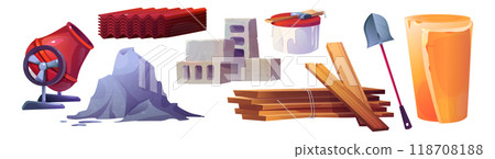 Building material stack. Brick pile vector icon Building material stack. Brick pile vector icon 118708188