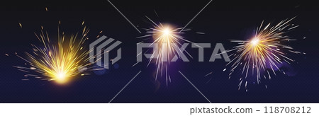 Metal weld spark light effect. Firework flare Metal weld spark light effect. Firework flare 118708212