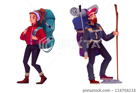 Backpackers set isolated on white background Backpackers set isolated on white background 118708218