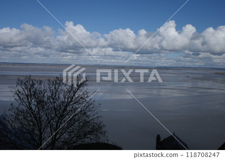 聖米歇爾山周圍的潮灘 118708247